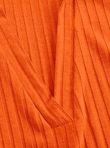 SHEIN Vestido naranja mini ajustado de Body con escote en V acanalado para mujer