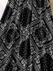 Plus Size Allover Print Elastic Waist Skirt