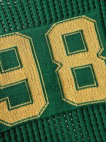 Manfinity Campus Court 男士数字图案圆领针织上衣 针织衫 回到学校、钩针编织、色块、热带、有趣、朋友、字母