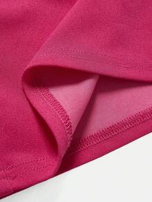 SHEIN Bộ đồ liền thân một vai màu trơn đơn giản dành cho bé gái tuổi mới lớn, Xuân/Hè - Màu Hồng Tươi - Xem 3