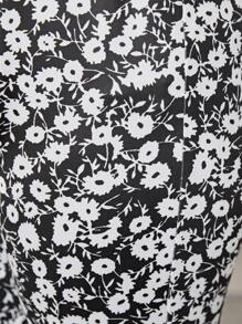 SHEIN Tween Girls Extended Size 2pcs Casual Floral Pattern Sleeveless Round Neck Sweatshirt And Flared Pants Set