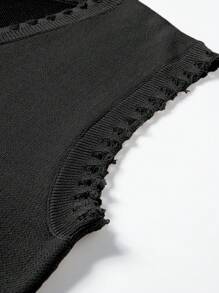 Manfinity EMRG Chaleco de punto con estampado de calavera desgastado para hombres, Halloween, chaleco de punto gótico punk grunge rock para hombres, otoño/invierno