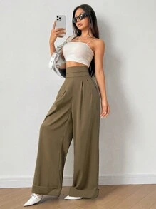 Chiquease Casual Long Pleated Daily Wear Trouser