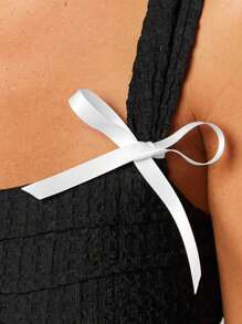 INAWLY 女士夏季修身襯衫，蝴蝶結裝飾 - 黑色 - 查看 7