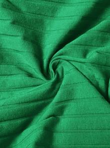 Slaydiva 休閒短袖Polo領緊身針織上衣和短小緊身短褲套裝，帶有肋紋紋理 - 綠色 - 查看 6