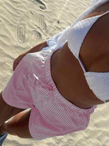 INAWLY Women's Striped Printed Casual Everyday Summer Shorts