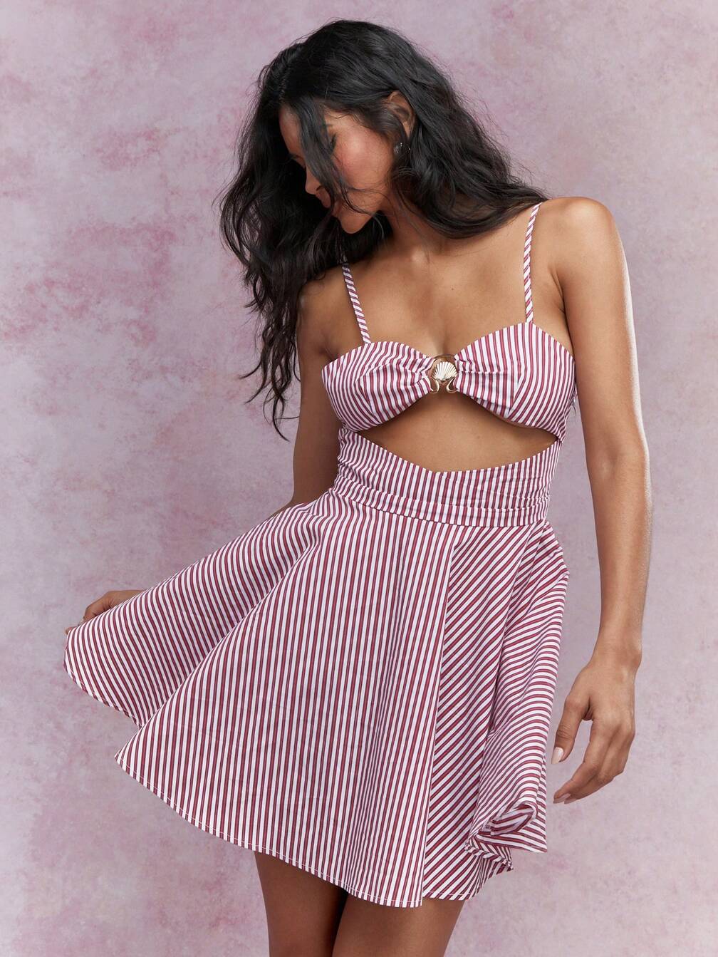 spaghetti strap mini skater dress Women's Ruched Dress Spaghetti Strap Fit and Flare Flowy Skater Mini Cami Dress