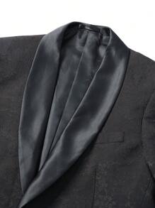 Calvornis 男士單色簡約長袖西裝套裝，搭配長褲適合日常穿著 - 黑色 - 查看 6