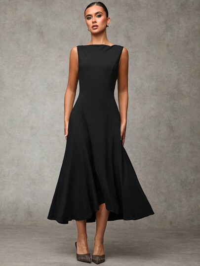 SHEIN BAE Ladies' Simple Solid Color Daily Sleeveless Dress