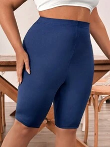 SHEIN CURVE+ 多入組大尺碼女士純色短褲，適用於運動、健身、休閒和秋季 - 彩色 - 查看 7