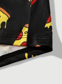 Men's Pizza Allover Print Full-Length Loungewear Shorts Sleep Shorts - Multicolor - View 5
