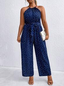 SHEIN Clasi Plus Size Women's Printed Simple Daily Jumpsuit