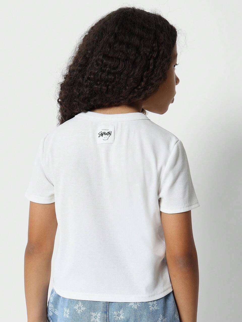 Tween Girls Crop Fit Ribbed Short Sleeve Tee