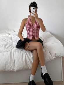 SHEIN EZwear 黑色編織女士素色休閒短褲