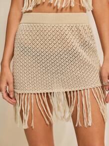 SHEINNeu Saia de Malha Simples de Cor Sólida para o Uso Diário Feminino