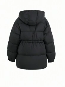 DAZY Women Hooded With Letter Print And Drawstring, Winter Jacket Women Coats - Black - View 12