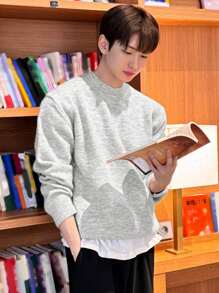 DAZY 男士灰色圓領休閒長袖毛衣，秋季