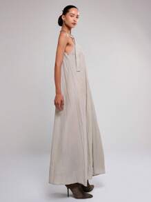 MUSERA 无袖宽松长款连衣裙，优雅春夏度假派对长裙，毕业舞会礼服 - 卡其色 - 查看 4
