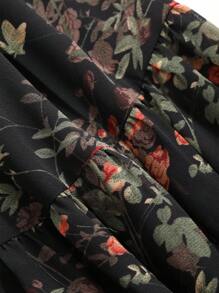 DAZY Falda con volantes con estampado floral diminuto, conjunto de ropa de vacaciones para mujer - Negro - Ver 7