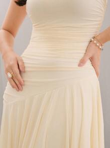 Modelyn Women's Solid Color Simple Daily Sleeveless Dress Long Evening Dresses - Apricot - View 5