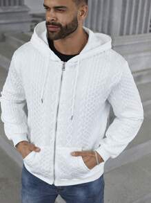 Manfinity Homme Chaqueta con capucha y cordón con cremallera para uso diario en tallas grandes