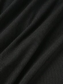 畅销紧身连体衣，双排扣前开襟，方形领口，罗纹面料，适合春夏季 - 黑色 - 查看 3