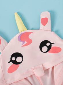 SHEIN 幼兒女童可愛時尚獨角獸連帽爬身衣，夏季款式