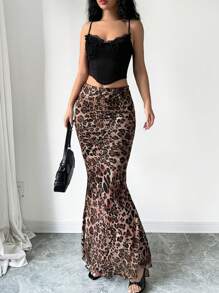 Chiquease Women's Leopard Print Mermaid Hem Skirt - Multicolor - View 3