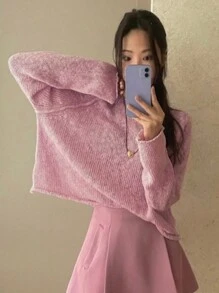 DAZY Women's Solid Long Sleeve Sweater Fall - Pink - View 8