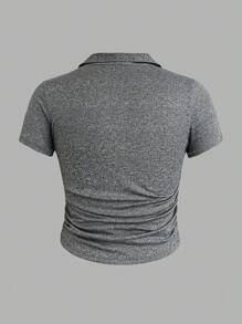 Calvaya 大尺碼純色簡約短袖日常T恤 - 彩色 - 查看 4