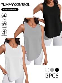 SHEIN Sport Gameset Camiseta deportiva sólida con espalda de corredor para verano