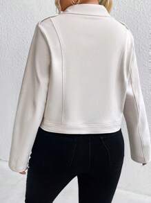 SHEIN LUNE Giacca da motociclista con colletto a risvolto e zip, da donna, taglia comoda, per l'inverno