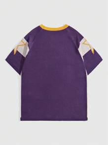 ROMWE MEN Prep Men's Round Neck Knit Football Number Pullover - Purple - View 2