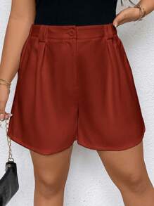 Calvaya Pantalones cortos unicolor de color para uso diario simple para mujeres de talla grande