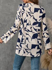 EMERY ROSE Camisa de manga larga para mujer con estampado de patrón geométrico de otoño - Multicolor - Ver 2