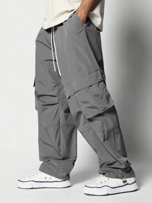 SUMWON Quần dù túi hộp rộng rãi - Màu xám đen - Xem 2