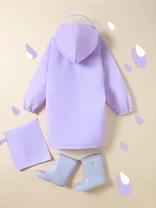 女童紫色戶外徒步防水雨衣 - 紫色 - 查看 2