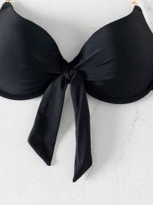 Swim Lushoire 女式夏季性感带钢圈比基尼上衣 - 黑色 - 查看 6