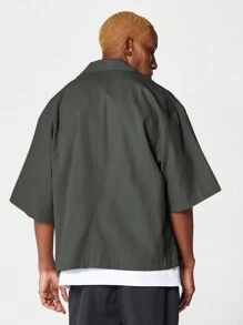 SUMWON Camisa de ajuste cuadrado con detalle de bolsillo - Gris Oscuro - Ver 2