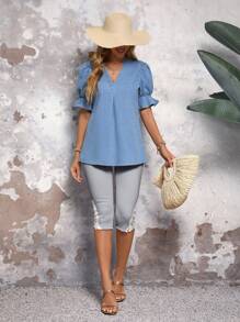 SHEIN LUNE Contrast Lace Skinny Capris Jeans