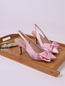 Pointed Low Heeled Pink High Heels For Girls - Pink - View 2
