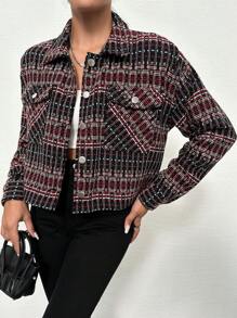 EURMUSE Printed Button Front Flap Pocket Jacket - Multicolor - View 3