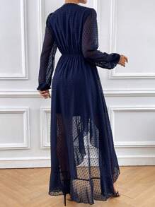 SHEIN Clasi Women's Plain & Simple Daily Wear V-Neck Mesh Dress Fall Cloth For Women