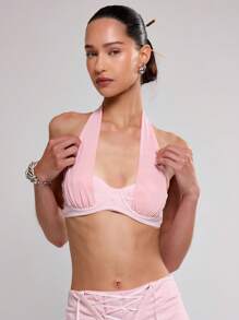 MUSERA 挂脖式网眼钢圈文胸上衣度假春夏