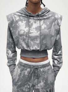 Maija Áo nỉ dài tay có dây buộc thuốc nhuộm - Xám - Xem 2