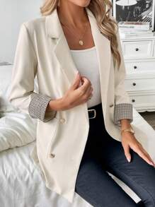 Franclia 法式格紋袖口修飾修身商務及休閒夏季西裝外套