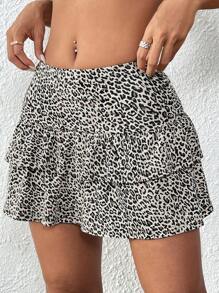 Flirla Willekeurig gesneden damesrok met luipaardprint