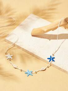 SHEIN VCAY 1 件女式可爱基本款海星贝壳腰带，适合海滩、野餐、度假