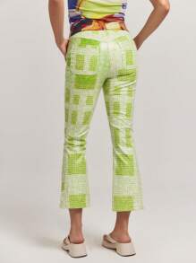 SHEINNeu Women  Pants,Print,Fall,Fall Clothes,Tall Jeans,Striped Pants,Low Rise,High Waist Pants,Jeans, - Green - View 2