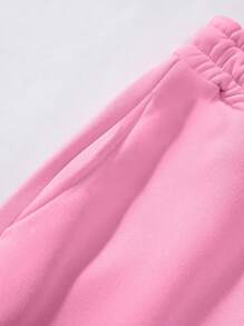 Manfinity LEGND Men Plus Letter & Cartoon Graphic Drawstring Waist Sweatpants - Pink - View 5